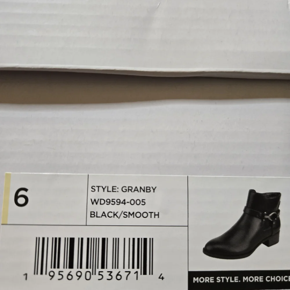 Sleek Black Ankle Booties‎ with Buckle Detail Granby Size 6